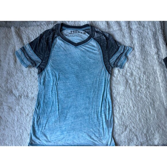 Men's HELIX short sleeve blue tshirt with v neckline small - Picture 1 of 2